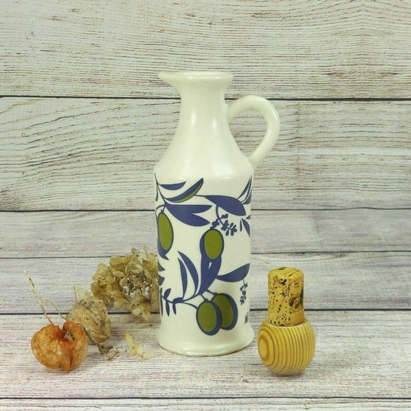 Olive Oil Ceramic Bottle Dispenser Handmade Painted Home Kitchen Decoration - Picture 4 of 9